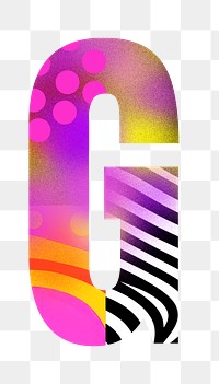 Letter G png funky abstract bold font, transparent background