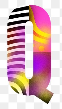 Letter Q png funky abstract bold font, transparent background