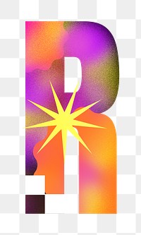 Letter R png funky abstract bold font, transparent background