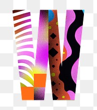 Letter W png funky abstract bold font, transparent background