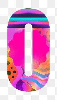 Number 0 png funky abstract bold font, transparent background