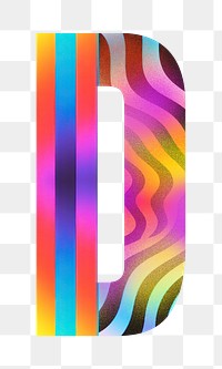 Letter D png funky abstract bold font, transparent background