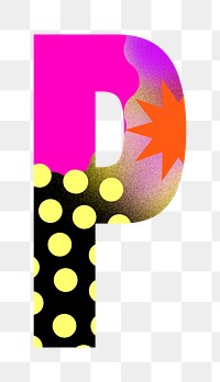 Letter P png funky abstract bold font, transparent background