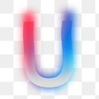 Letter U  png offset color font, transparent background