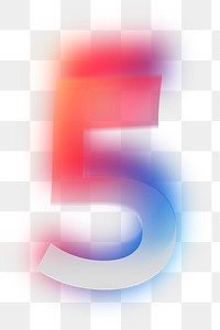 Number 5  png offset color font, transparent background