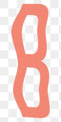 Letter B  png  orange distort font, transparent background