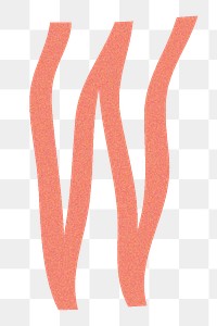 Letter W  png  orange distort font, transparent background