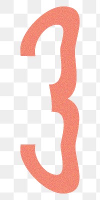 Number 3  png  orange distort font, transparent background