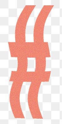 Hashtag png  orange distort sign, transparent background