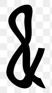 Ampersand  png  black distort sign, transparent background