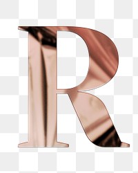 Letter R png rose gold textured font, transparent background