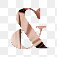 Ampersand png rose gold textured sign, transparent background