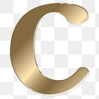 Letter c png gold metallic font, transparent background
