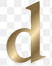 Letter d png gold metallic font, transparent background