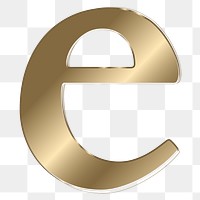 Letter e png gold metallic font, transparent background