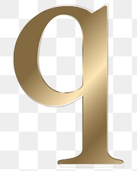 Letter q png gold metallic font, transparent background