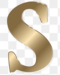 Letter s png gold metallic font, transparent background