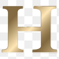 Letter h png gold metallic font, transparent background
