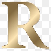 Letter r png gold metallic font, transparent background
