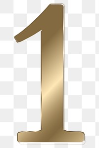 Number png gold metallic font, transparent background