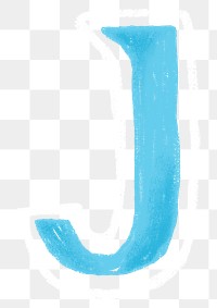 Letter J png  crayon font, transparent background