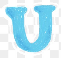 Letter U png  crayon font, transparent background