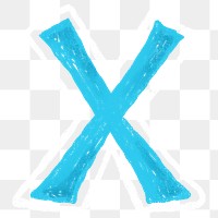 Letter X png  crayon font, transparent background