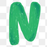 Letter N png  crayon font, transparent background