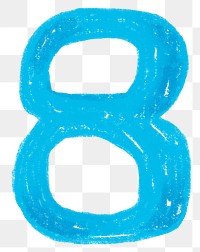 Number 8 png  crayon font, transparent background