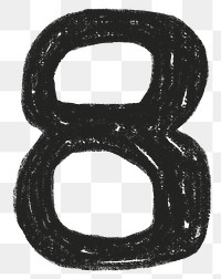 Number 8 png  crayon font, transparent background