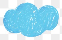 Blue cloud icon png cute crayon shape, transparent background