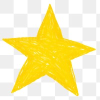 Yellow star icon png cute crayon shape, transparent background