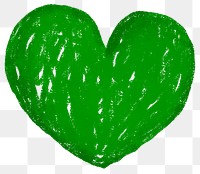 Green heart icon png cute crayon shape, transparent background