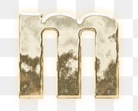 Letter m png gold font, transparent background