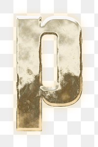 Letter p png gold font, transparent background