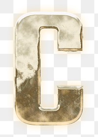 Letter C png gold font, transparent background