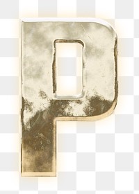 Letter P png gold font, transparent background