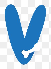Letter V png blue font, transparent background