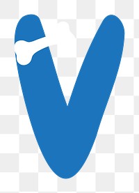 Letter V png blue font, transparent background