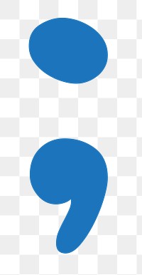 Semicolon png blue sign, transparent background