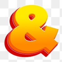 Ampersand sign png 3D gradient yellow layer symbol, transparent background