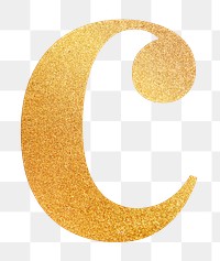 Letter c png gold foil alphabet, transparent background