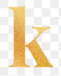 Letter k png gold foil alphabet, transparent background