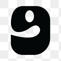 Number 9 png retro psychedelic font, transparent background