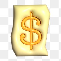 Dollar sign png 3D alphabets illustration, transparent background