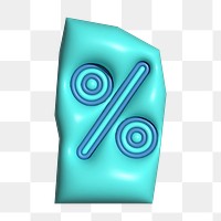 Percentage sign png 3D alphabets illustration, transparent background