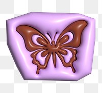 Brown butterfly png 3D paper cut, transparent background