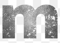 Letter m png gray grunge font, transparent background