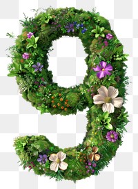 PNG  9 Number flower blossom wreath.