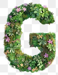 PNG  G letter wreath plant text.